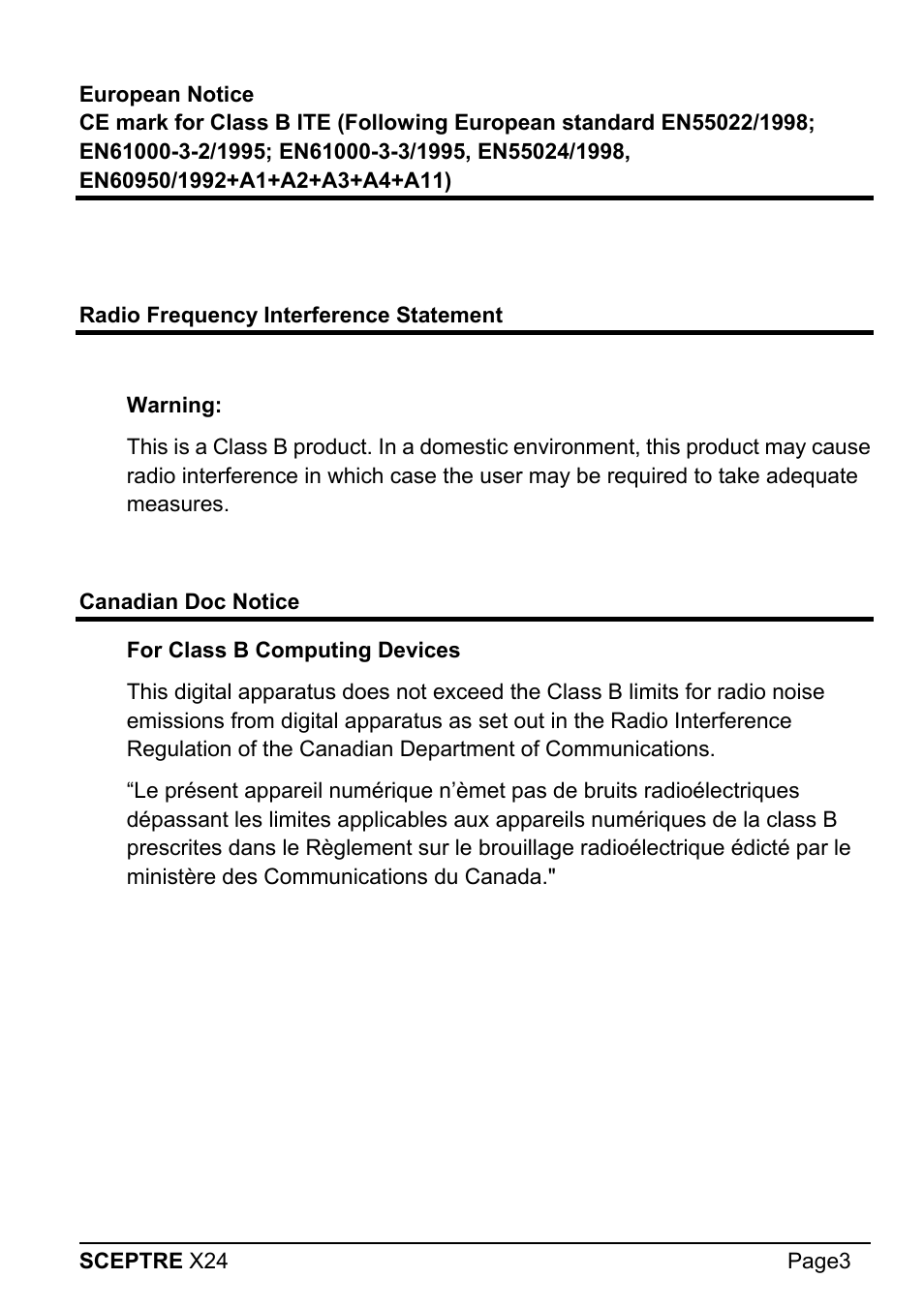 Sceptre X24WG-1080 User Manual | Page 3 / 55