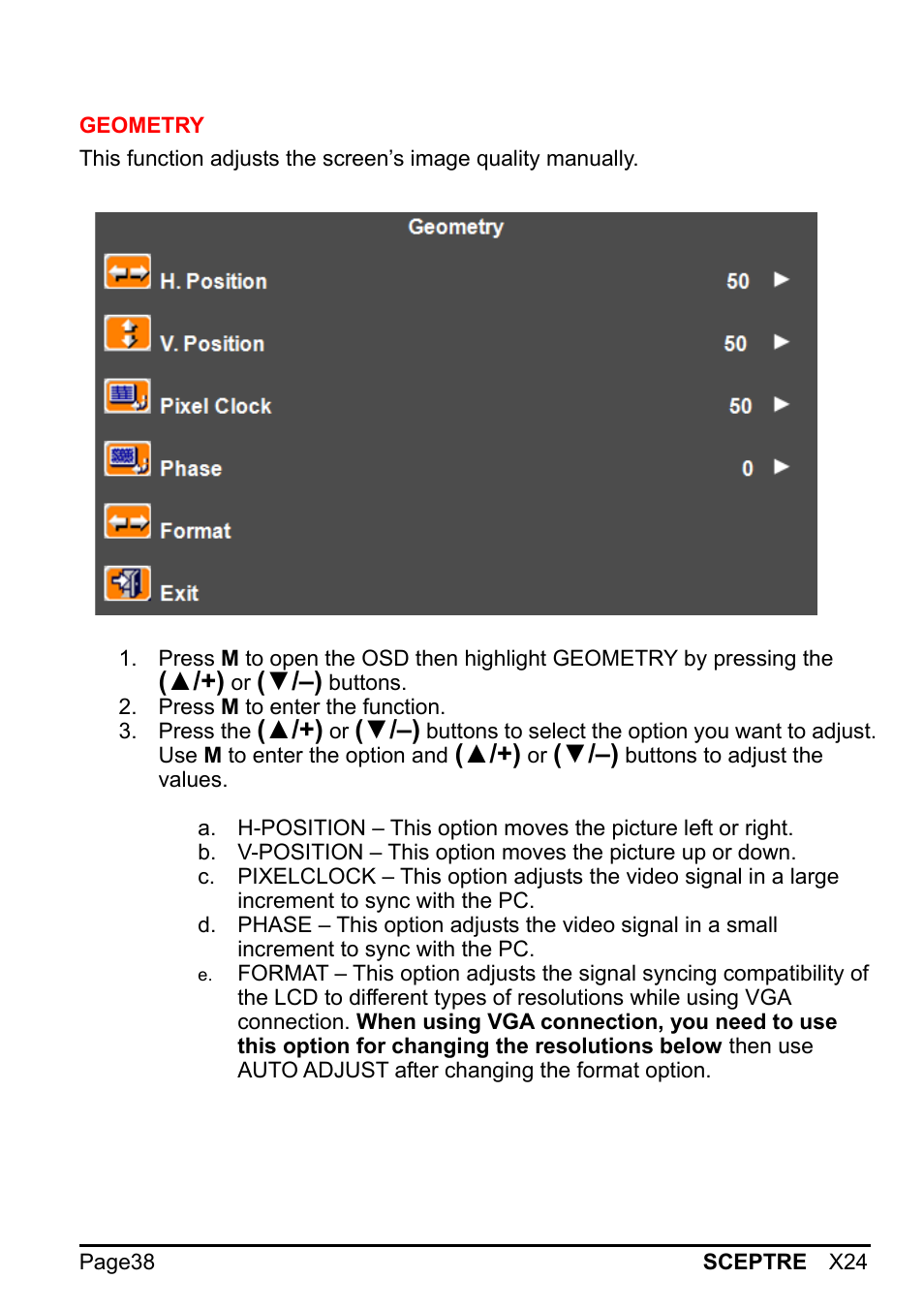 Sceptre X24WG-1080 User Manual | Page 38 / 55