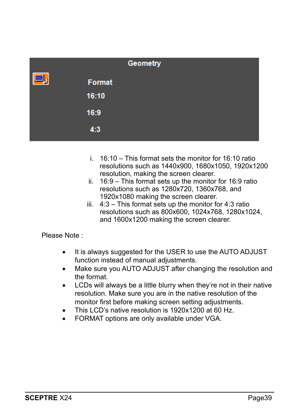 Sceptre X24WG-1080 User Manual | Page 39 / 55