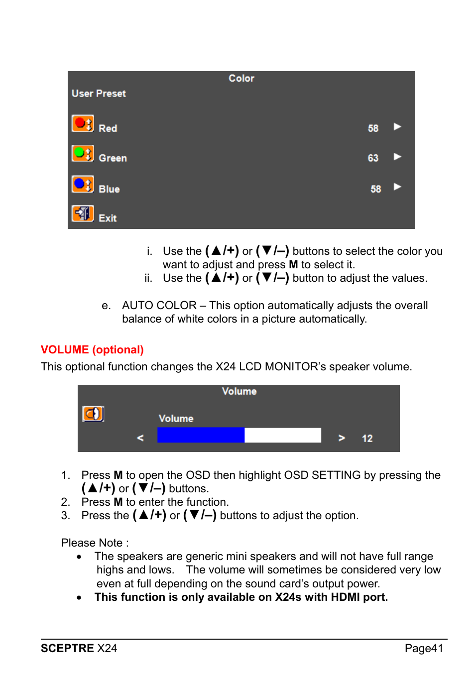 Sceptre X24WG-1080 User Manual | Page 41 / 55