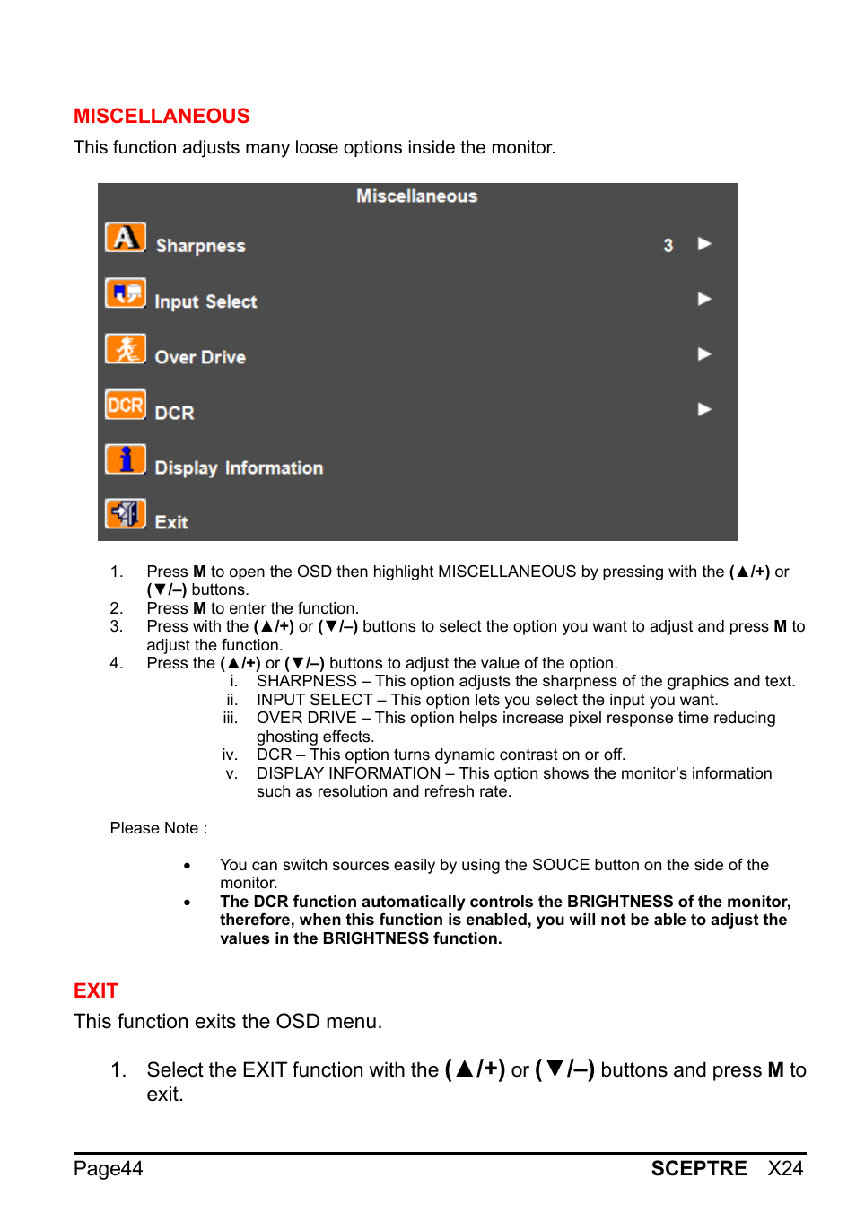 Sceptre X24WG-1080 User Manual | Page 44 / 55