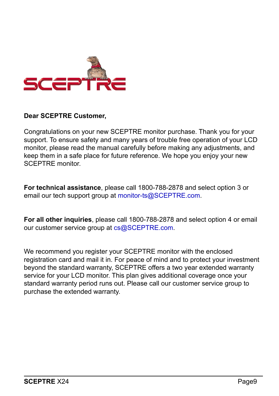 Sceptre X24WG-1080 User Manual | Page 9 / 55