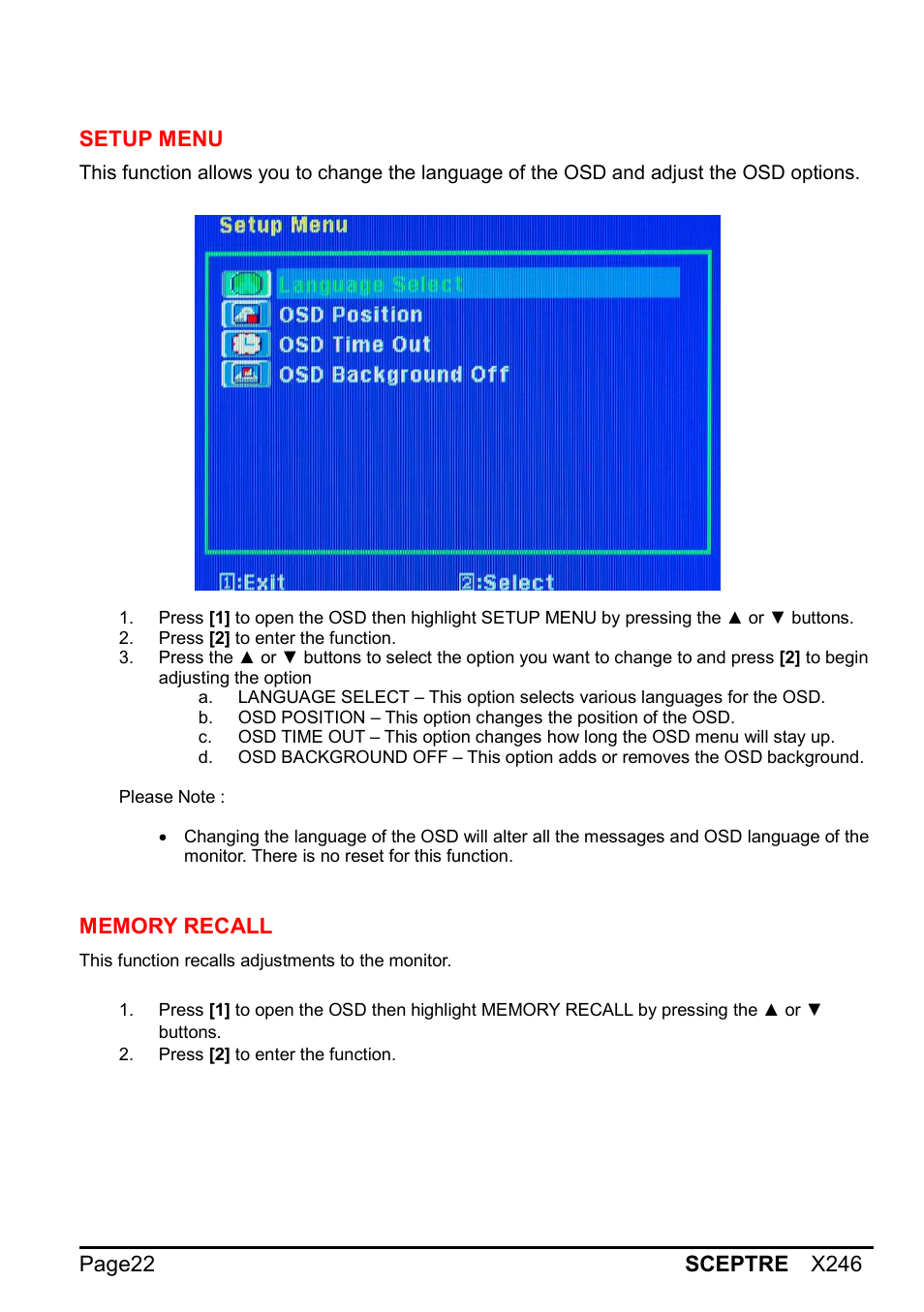 Sceptre X246W-1080P User Manual | Page 22 / 32