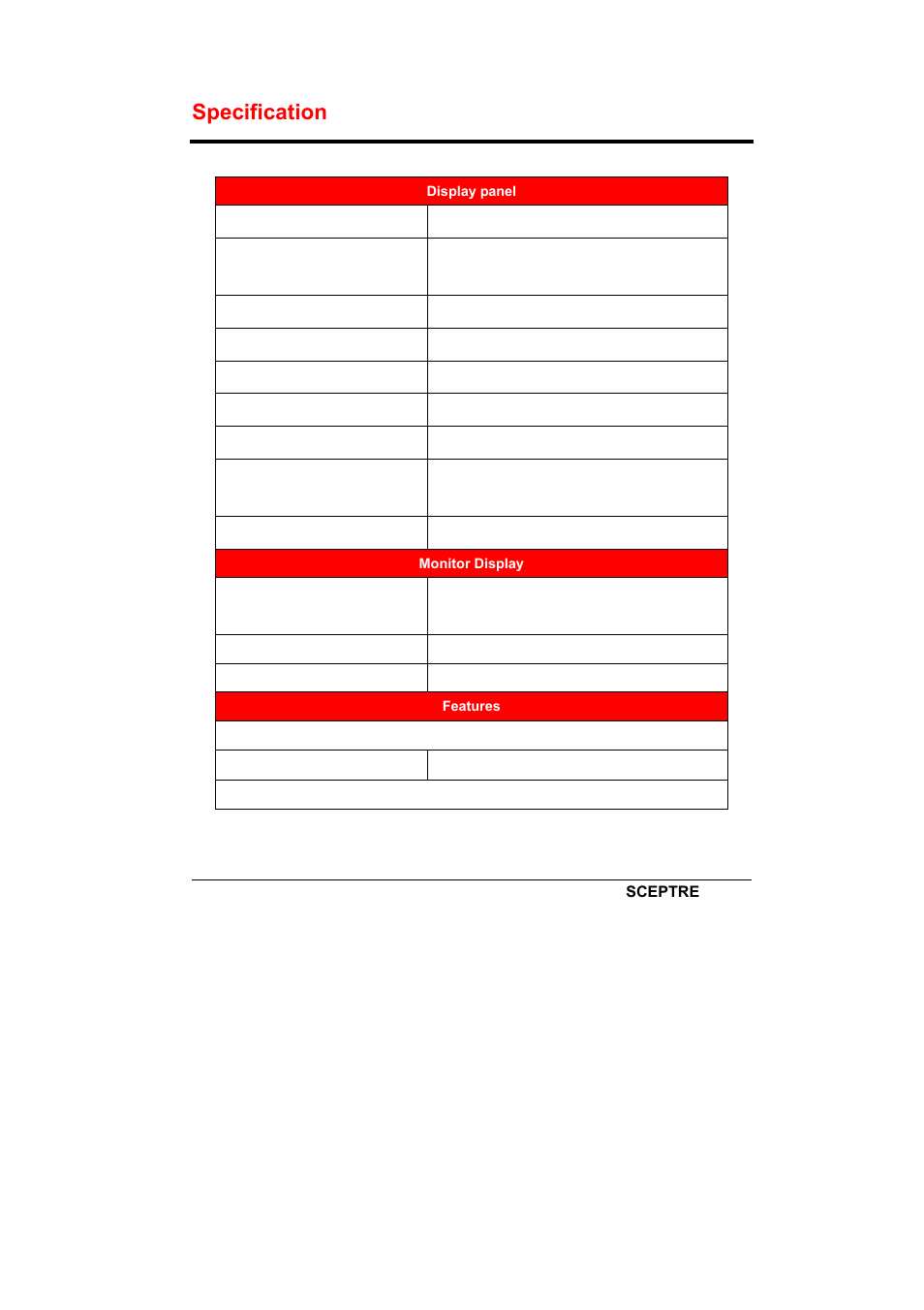 Specification | Sceptre X240-1920T User Manual | Page 30 / 35