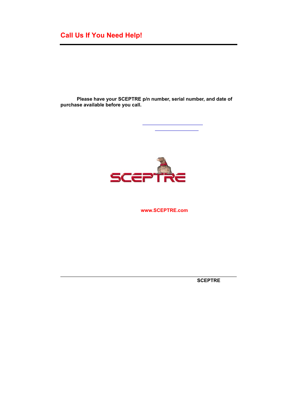Call us if you need help | Sceptre X240-1920T User Manual | Page 32 / 35
