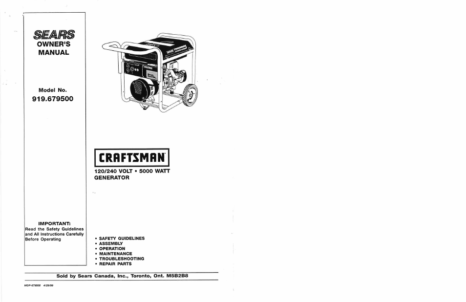 Craftsman 919.679500 User Manual | 19 pages