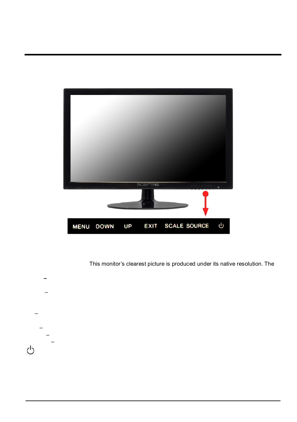 Identifying front and rear panel, Front view | Sceptre E248W-1920 User Manual | Page 13 / 34