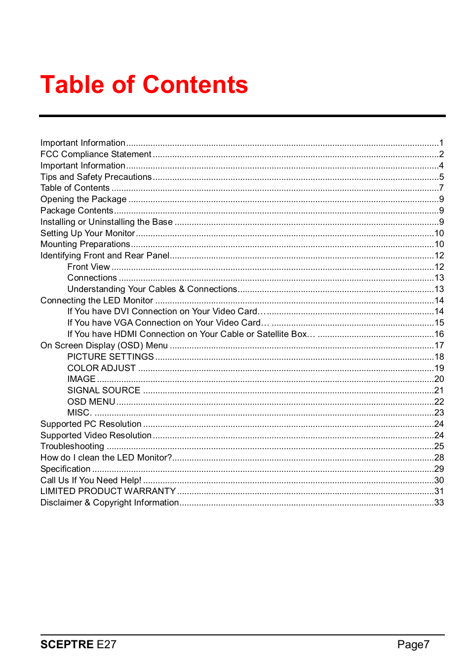 Sceptre E275W-1920 User Manual | Page 8 / 34