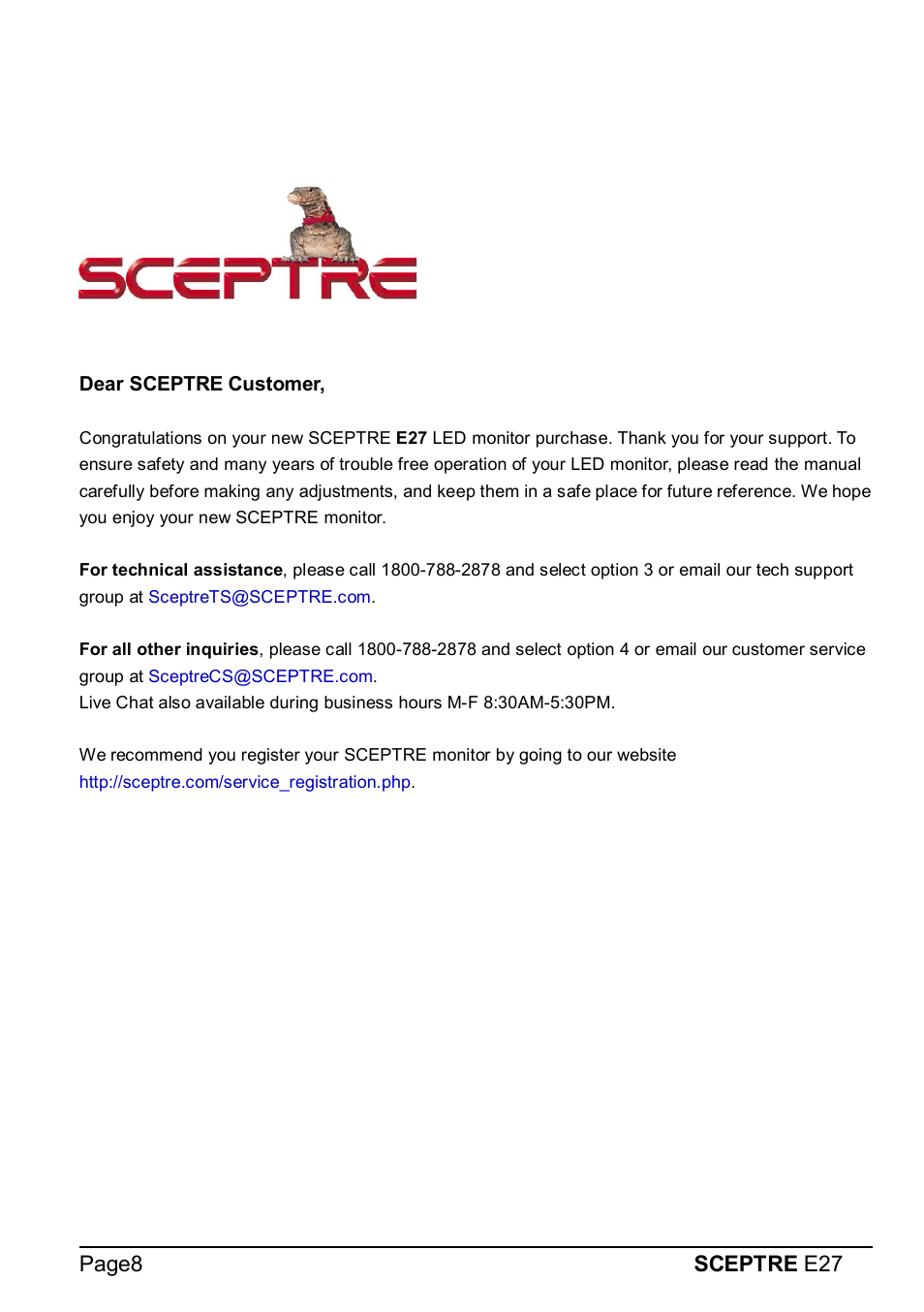 Sceptre E275W-1920 User Manual | Page 9 / 34