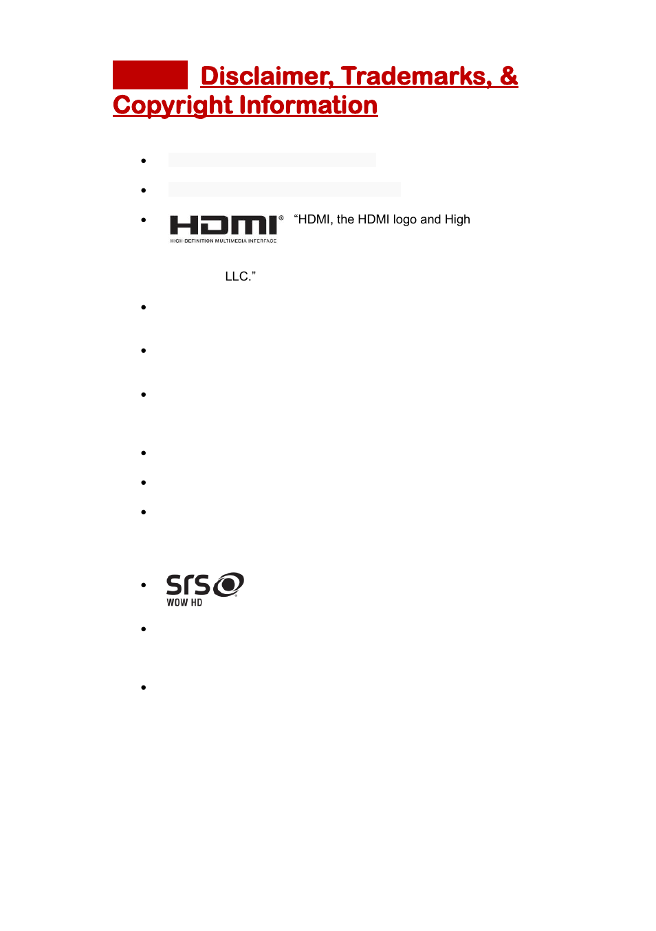 Disclaimer, trademarks, & copyright information 33, Disclaimer, trademarks, & copyright information | Sceptre SB301524W User Manual | Page 33 / 34