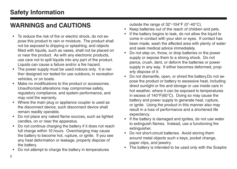Safety information warnings and cautions | Sceptre SP05032 User Manual | Page 3 / 15