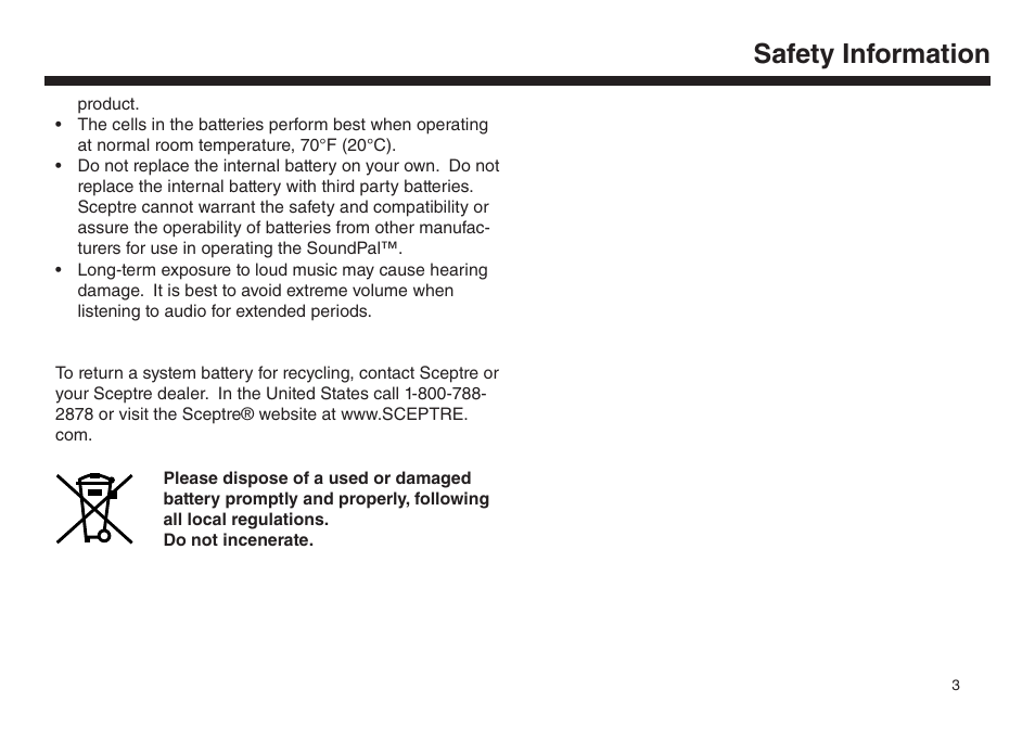 Safety information | Sceptre SP05032 User Manual | Page 4 / 15