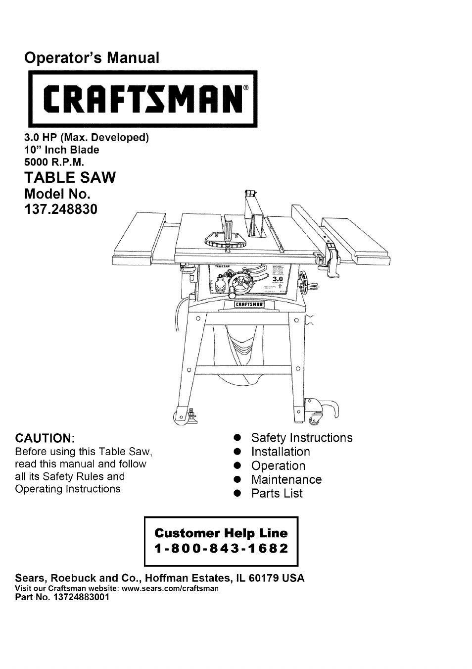 Craftsman 137.248830 User Manual | 31 pages