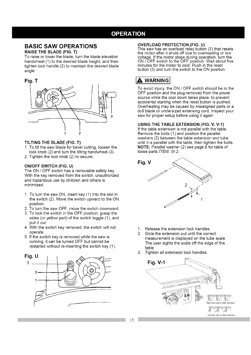 Operation, Basic saw operations, Operation basic saw operations | Craftsman 137.248830 User Manual | Page 16 / 31