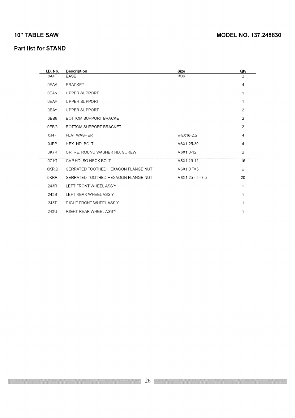 Craftsman 137.248830 User Manual | Page 26 / 31