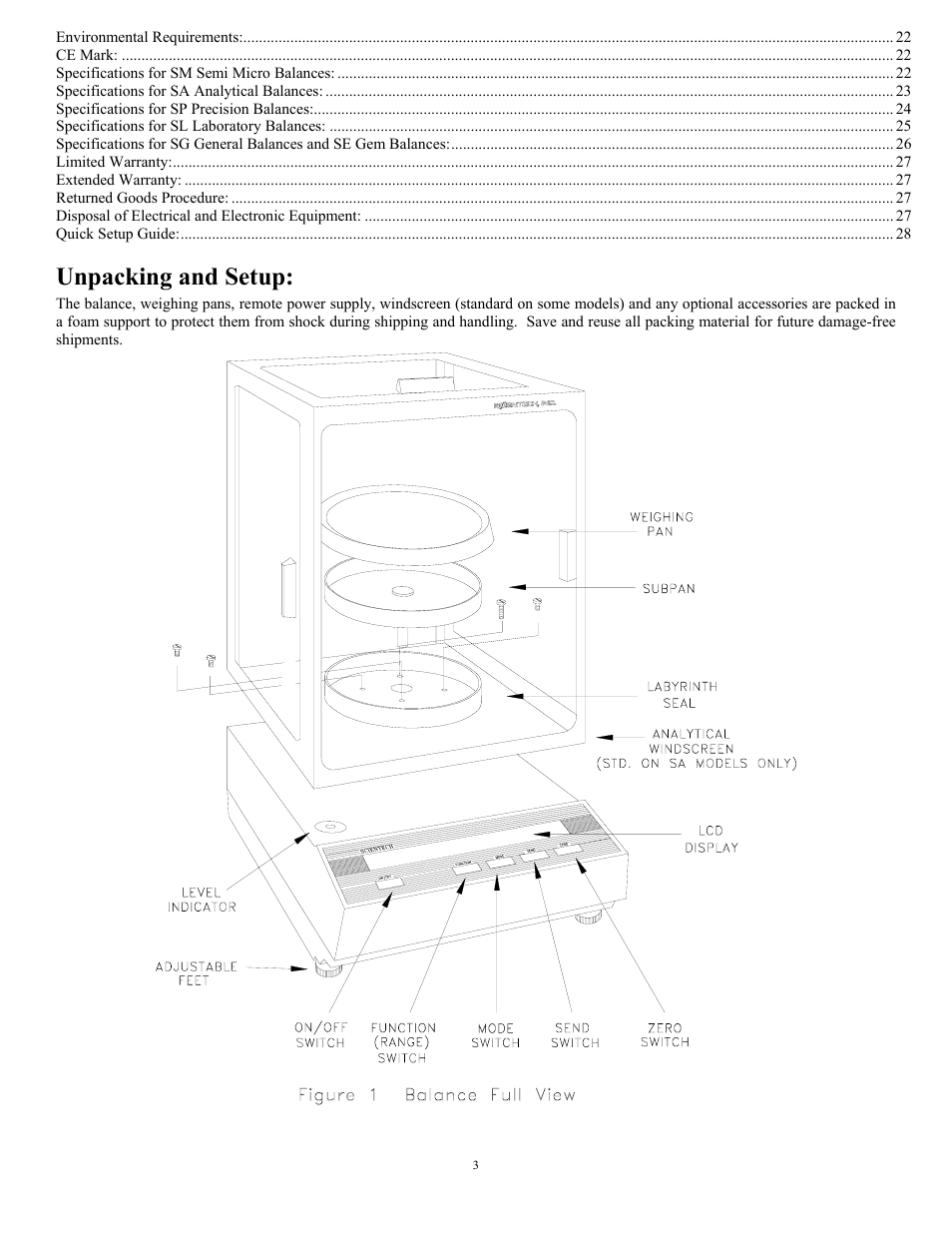 Unpacking and setup | Scientech 10K Series User Manual | Page 3 / 28