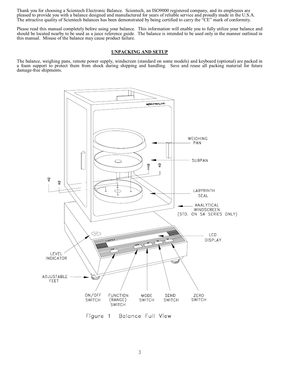 Unpacking and setup | Scientech S9000 User Manual | Page 3 / 25