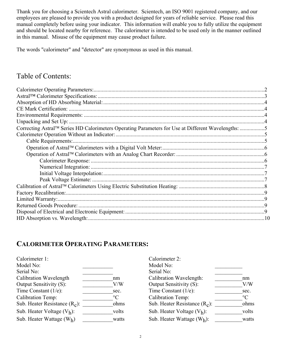 Scientech Astral Calorimeter User Manual | Page 2 / 14
