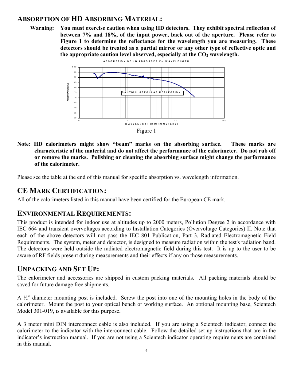 Bsorption of, Bsorbing, Aterial | Ertification, Nvironmental, Equirements, Npacking and | Scientech Astral Calorimeter User Manual | Page 4 / 14