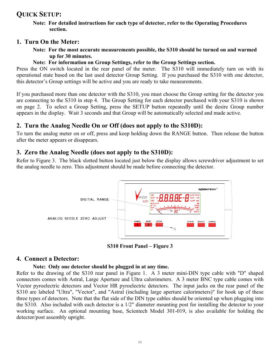 Scientech S310 Vector User Manual | Page 11 / 58