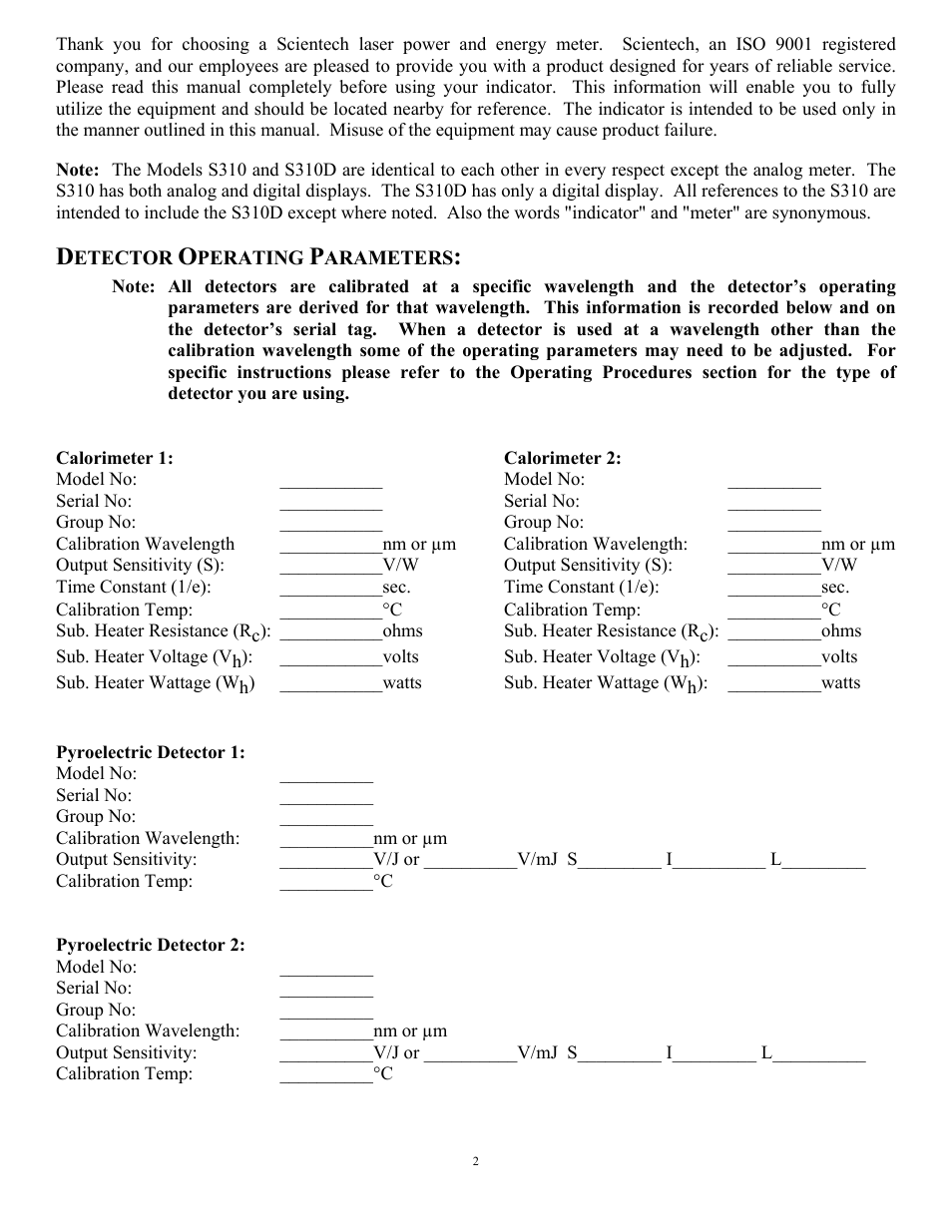 Scientech S310 Vector User Manual | Page 2 / 58
