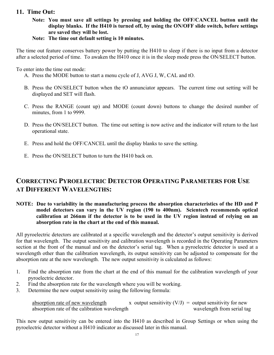Scientech H410 Vector User Manual | Page 17 / 46