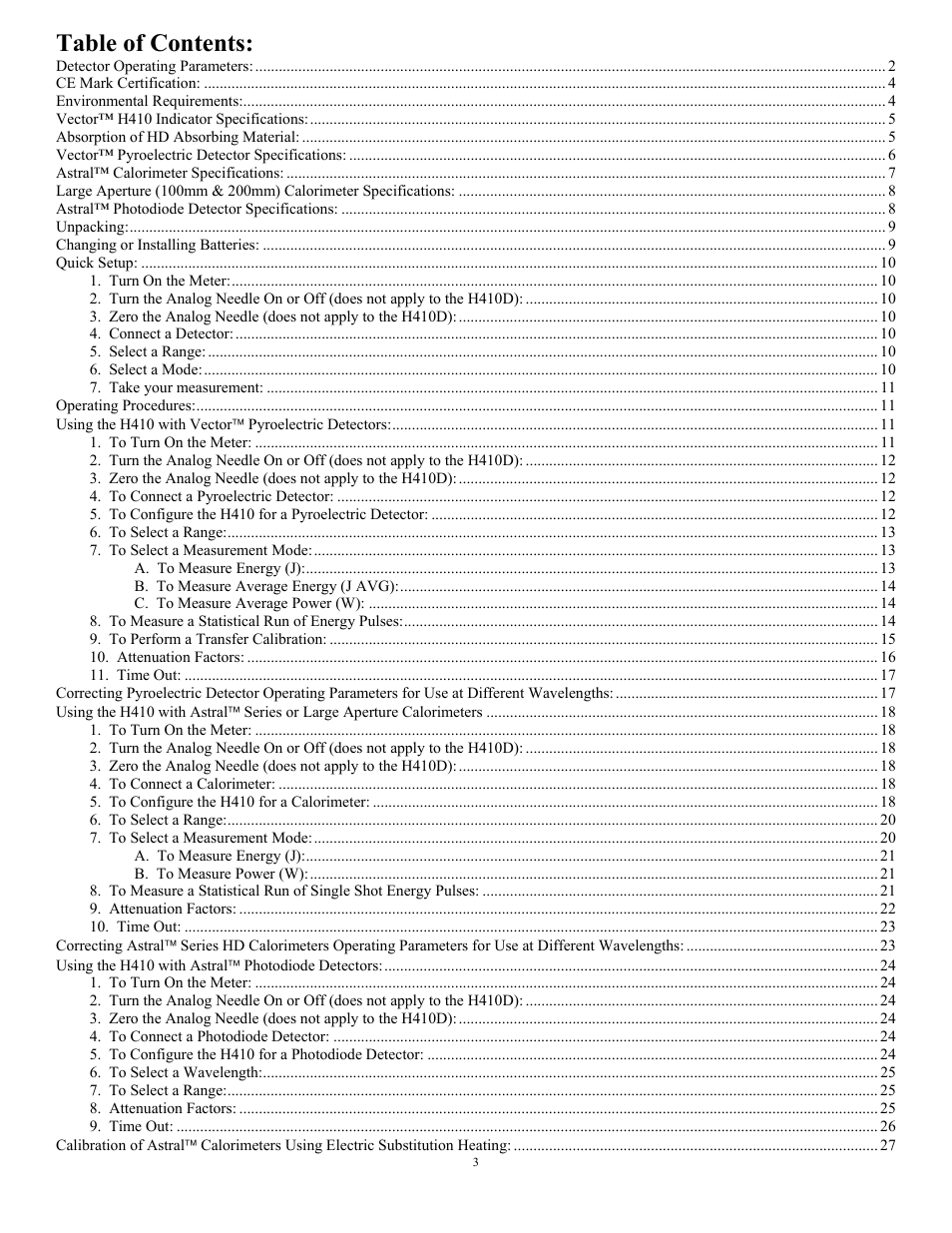 Scientech H410 Vector User Manual | Page 3 / 46