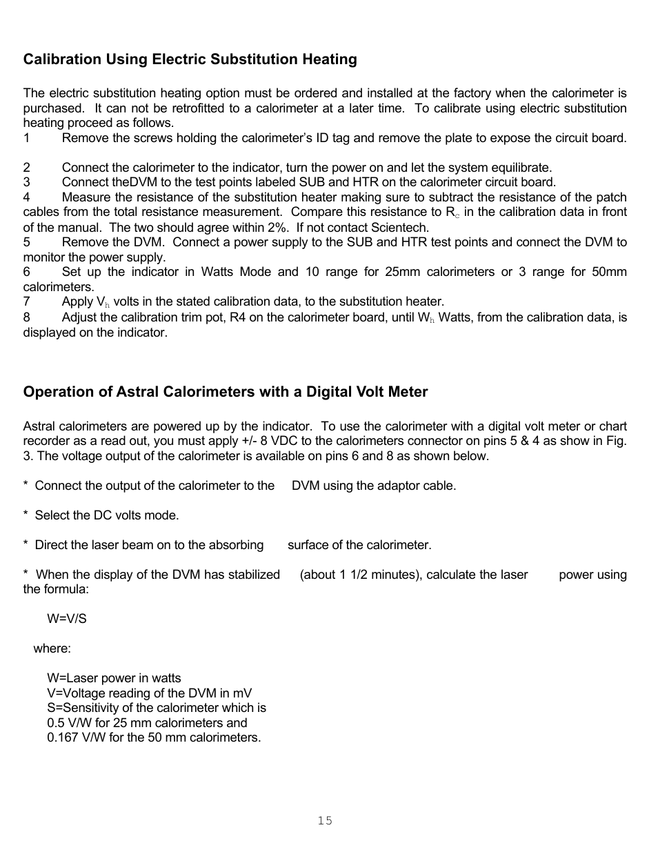 Calibration using electric substitution heating | Scientech S200 Vector User Manual | Page 18 / 42
