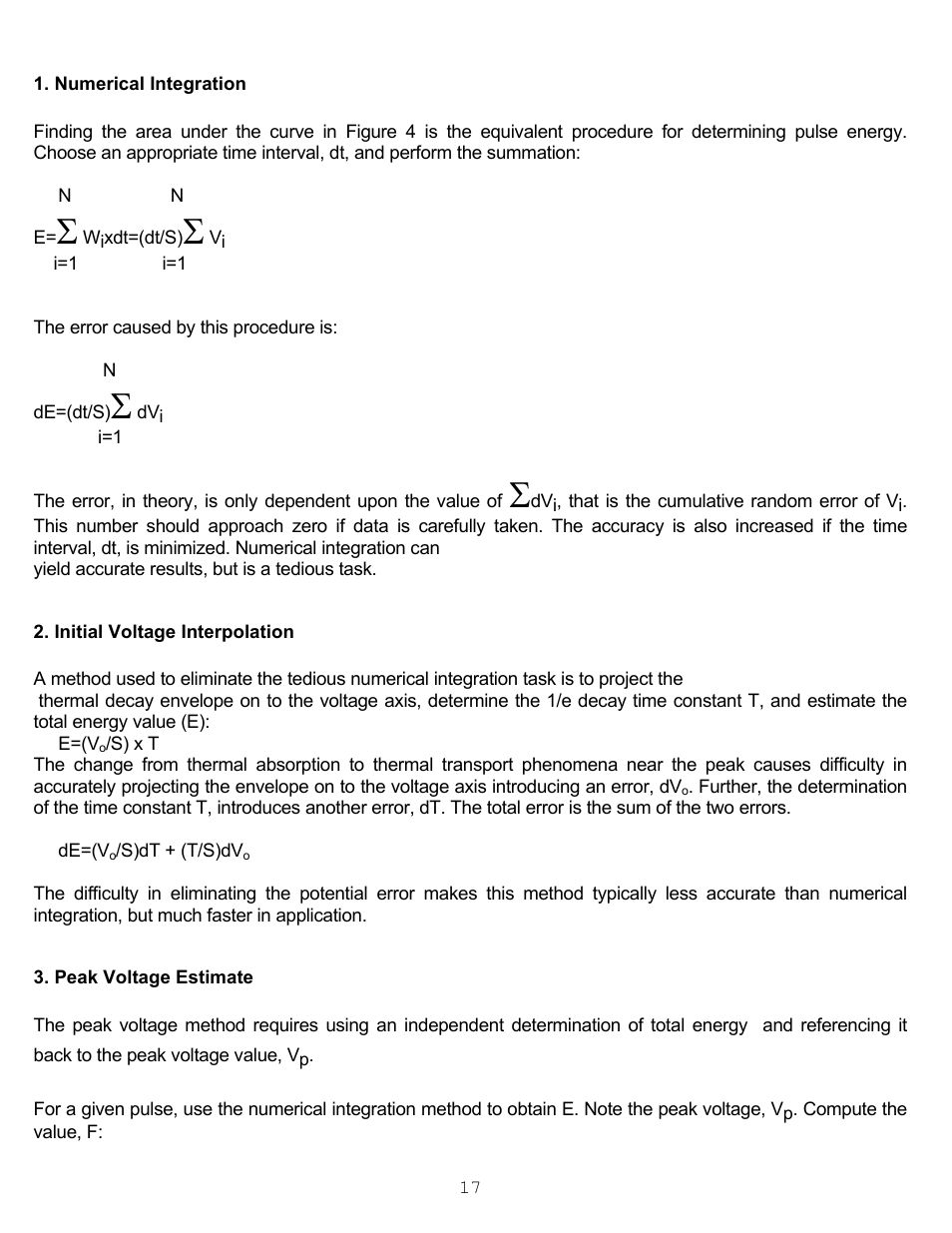 Numerical integration, Initial voltage interpolation, Peak voltage estimate | Scientech S200 Vector User Manual | Page 20 / 42