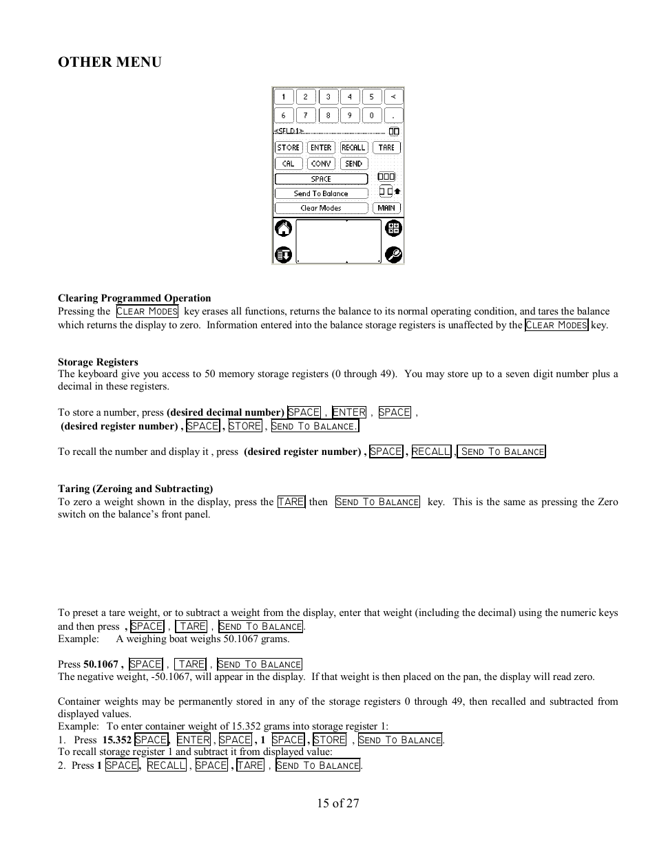 Other menu | Scientech PDA User Manual | Page 15 / 27