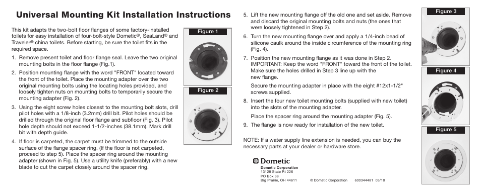 SeaLand 2 to 4 Bolt Mounting Kit User Manual | 1 page
