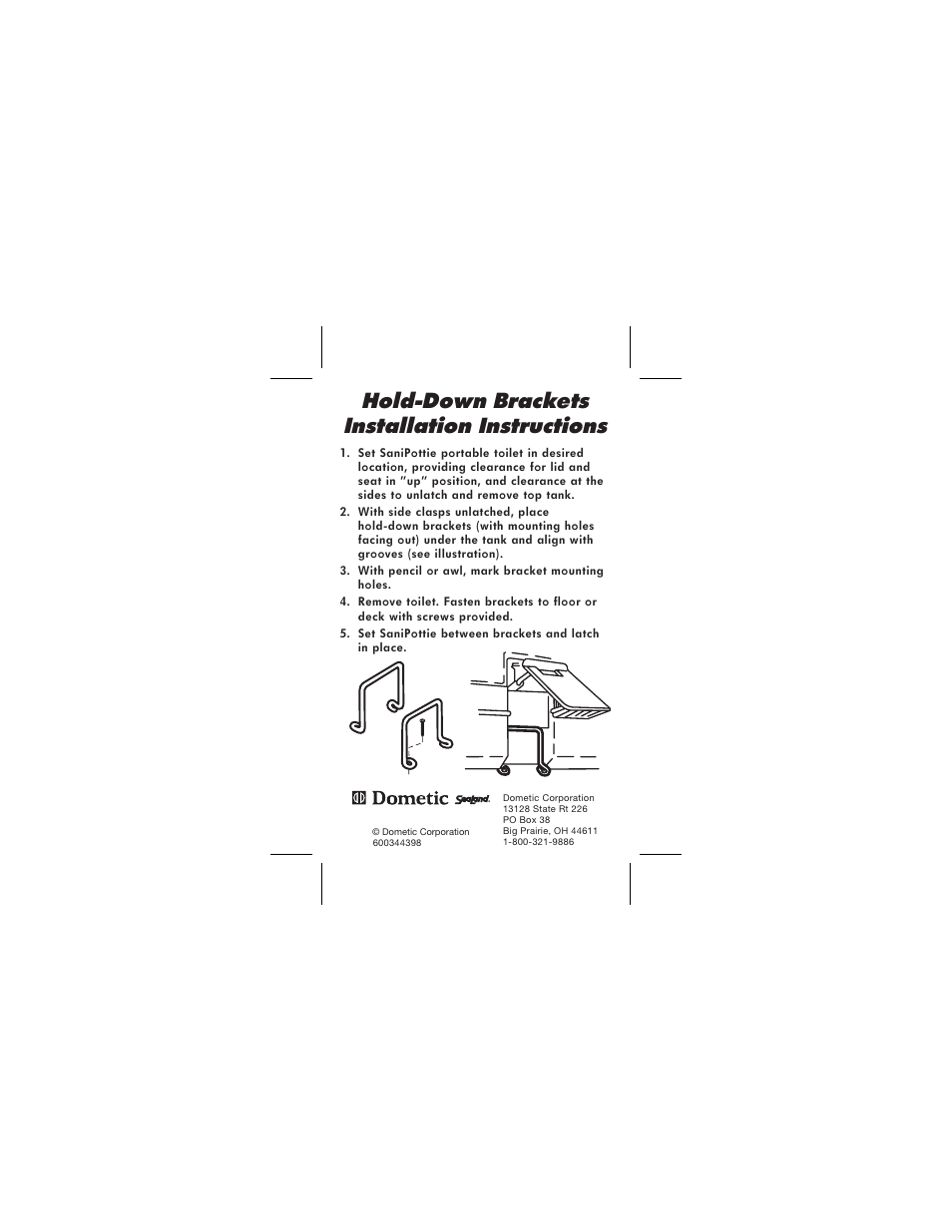 SeaLand 960 Series Mounting Bracket User Manual | 1 page