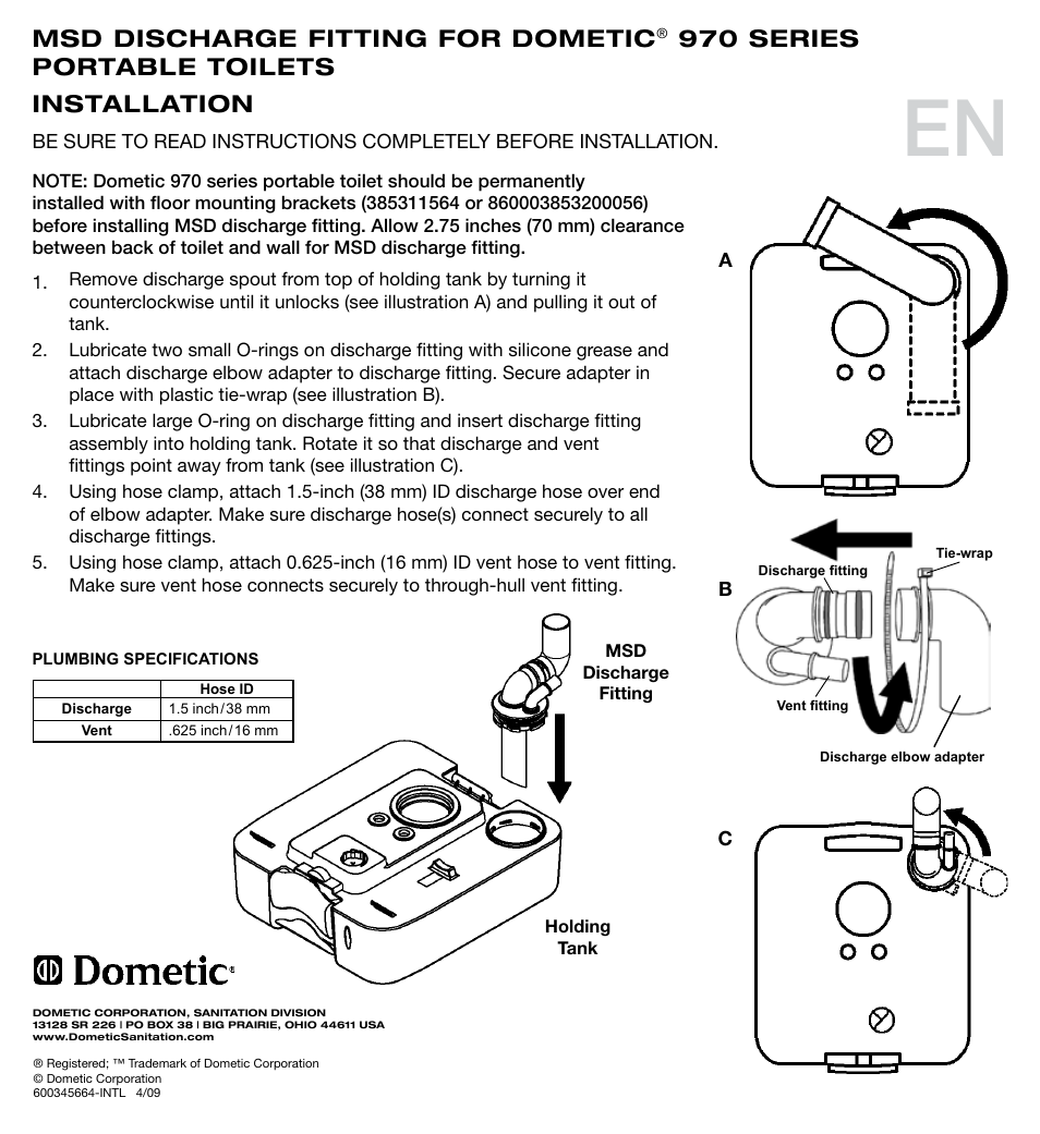 SeaLand 970 Series MSD Fittings User Manual | 16 pages