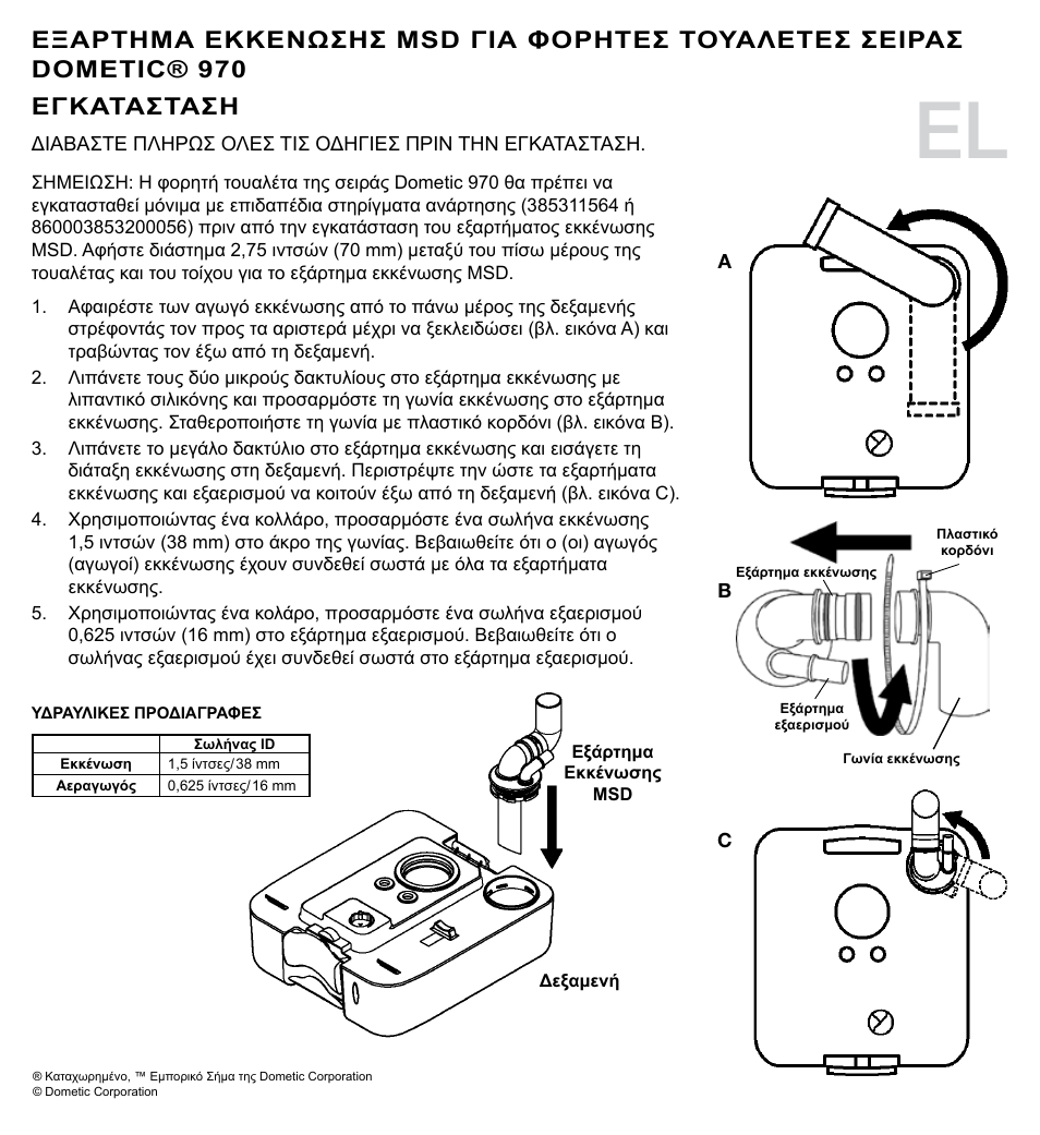 Εγκατασταση | SeaLand 970 Series MSD Fittings User Manual | Page 10 / 16
