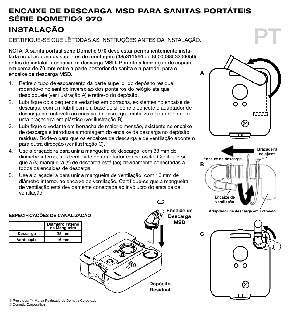 Instalação | SeaLand 970 Series MSD Fittings User Manual | Page 8 / 16