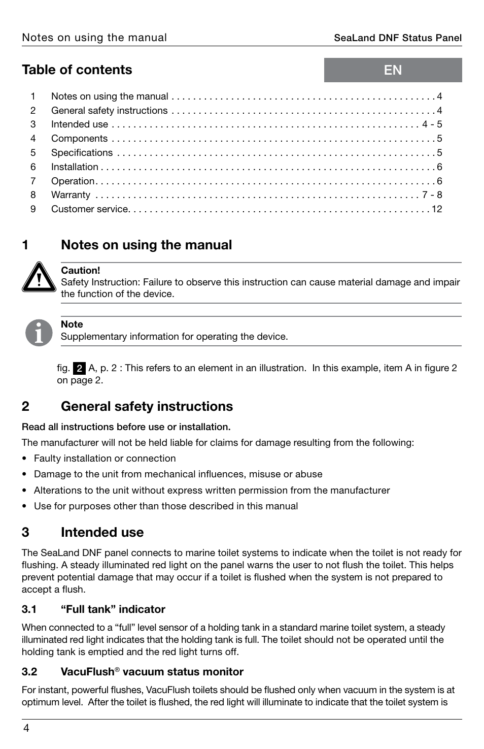 SeaLand Do Not Flush Panel User Manual | Page 4 / 12