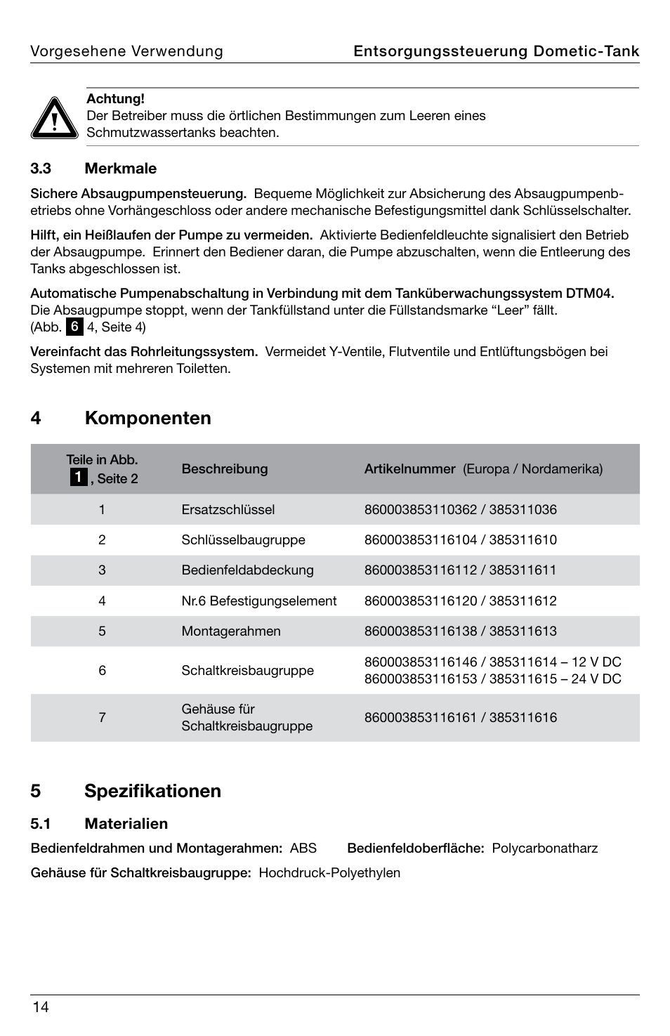 4 komponenten, 5 spezifikationen | SeaLand DTD01 Discharge Pump Control User Manual | Page 14 / 72