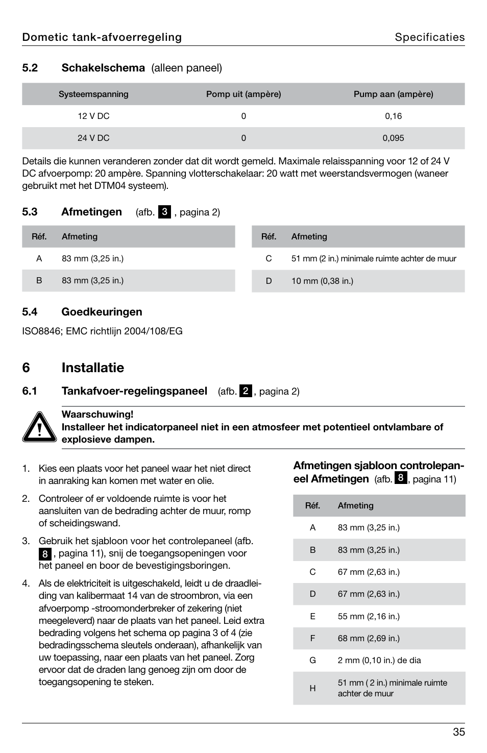 6 installatie | SeaLand DTD01 Discharge Pump Control User Manual | Page 35 / 72