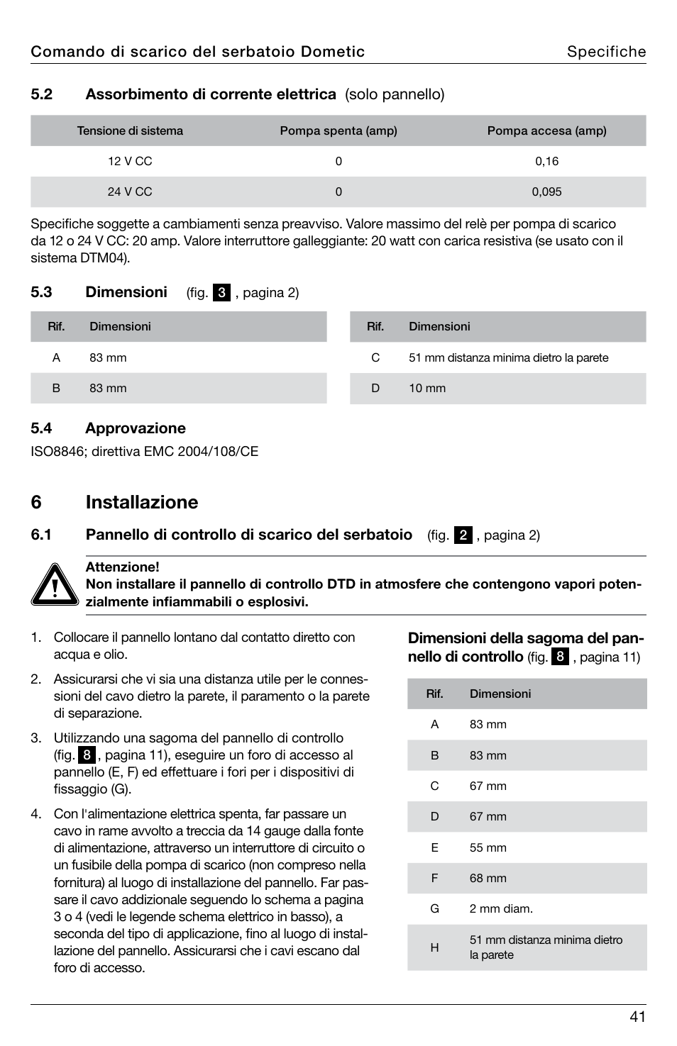 6 installazione | SeaLand DTD01 Discharge Pump Control User Manual | Page 41 / 72