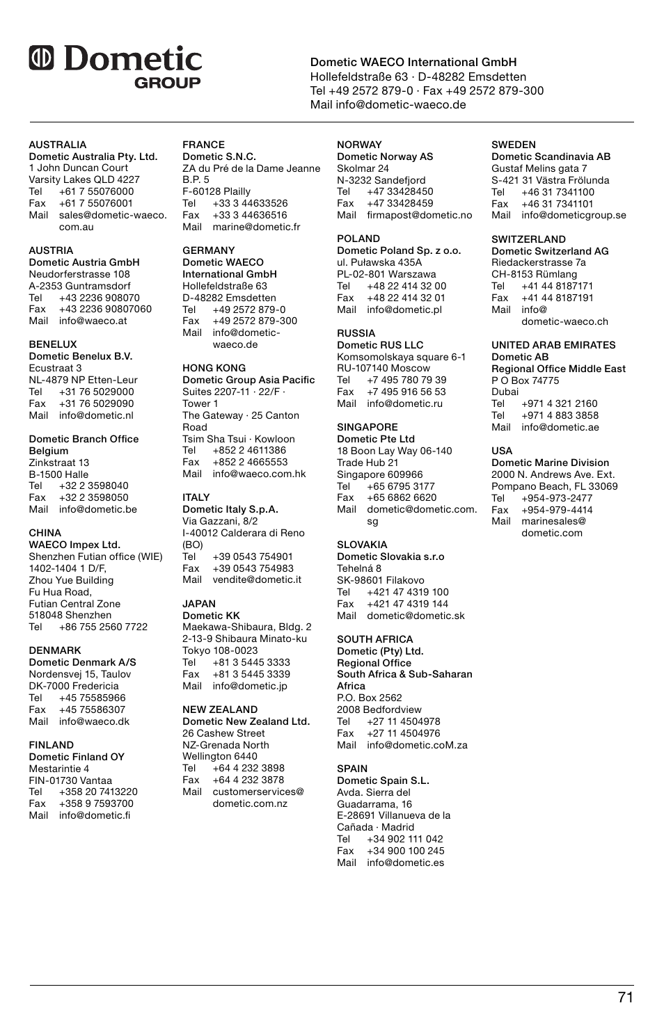 SeaLand DTD01 Discharge Pump Control User Manual | Page 71 / 72