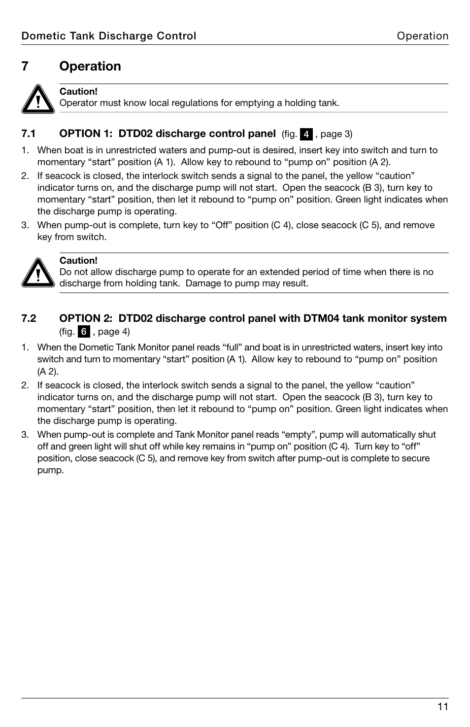Operation, 7 operation | SeaLand DTD02 Discharge Pump Control User Manual | Page 11 / 16