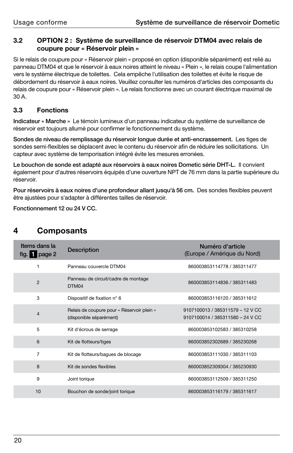 4 composants, 3 fonctions | SeaLand DTM04 Tank Monitor System Manual User Manual | Page 20 / 72