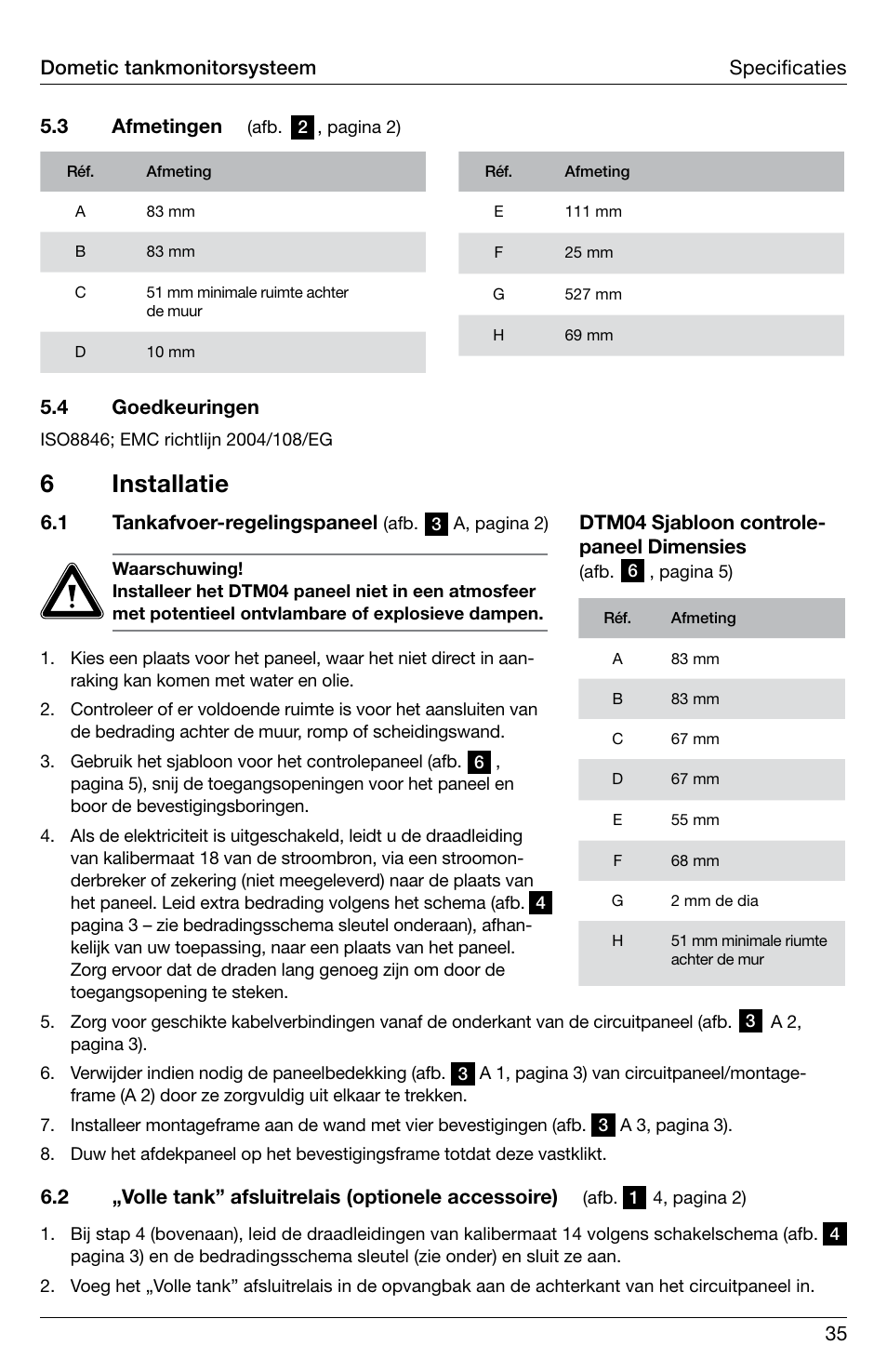 6 installatie | SeaLand DTM04 Tank Monitor System Manual User Manual | Page 35 / 72