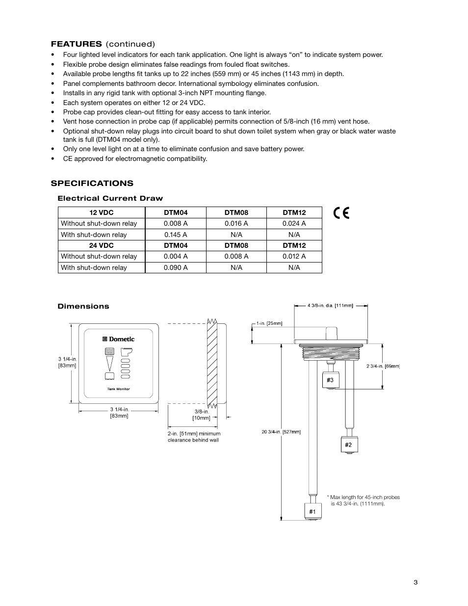 Specifications | SeaLand DTM04 Tank Monitor System Manual User Manual | Page 3 / 9