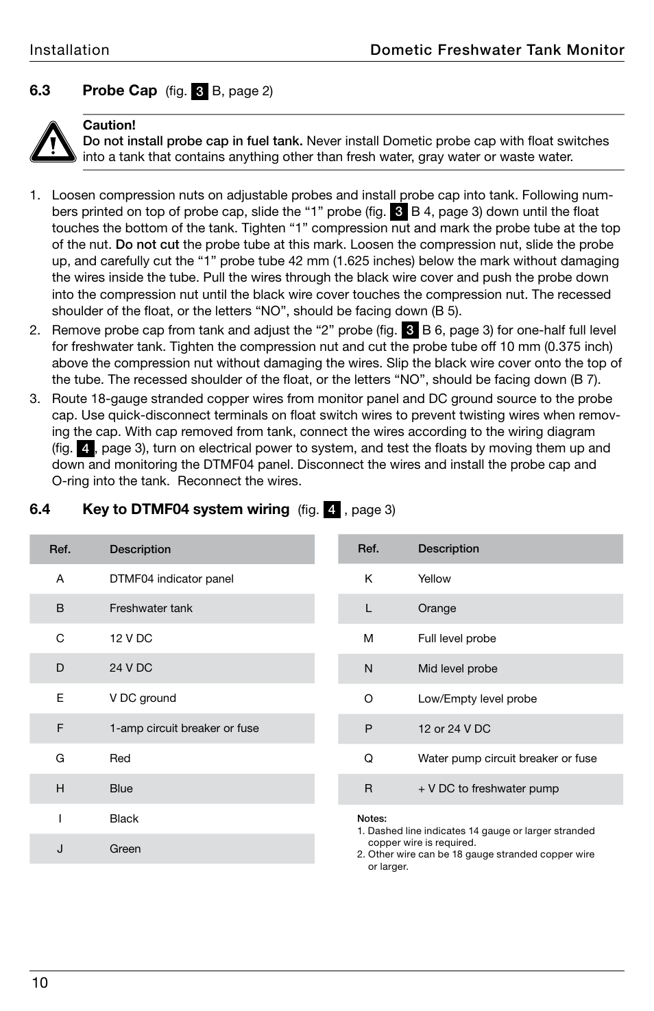 4 key to dtmf04 system wiring | SeaLand DTMF04 Freshwater Tank Monitor User Manual | Page 10 / 12
