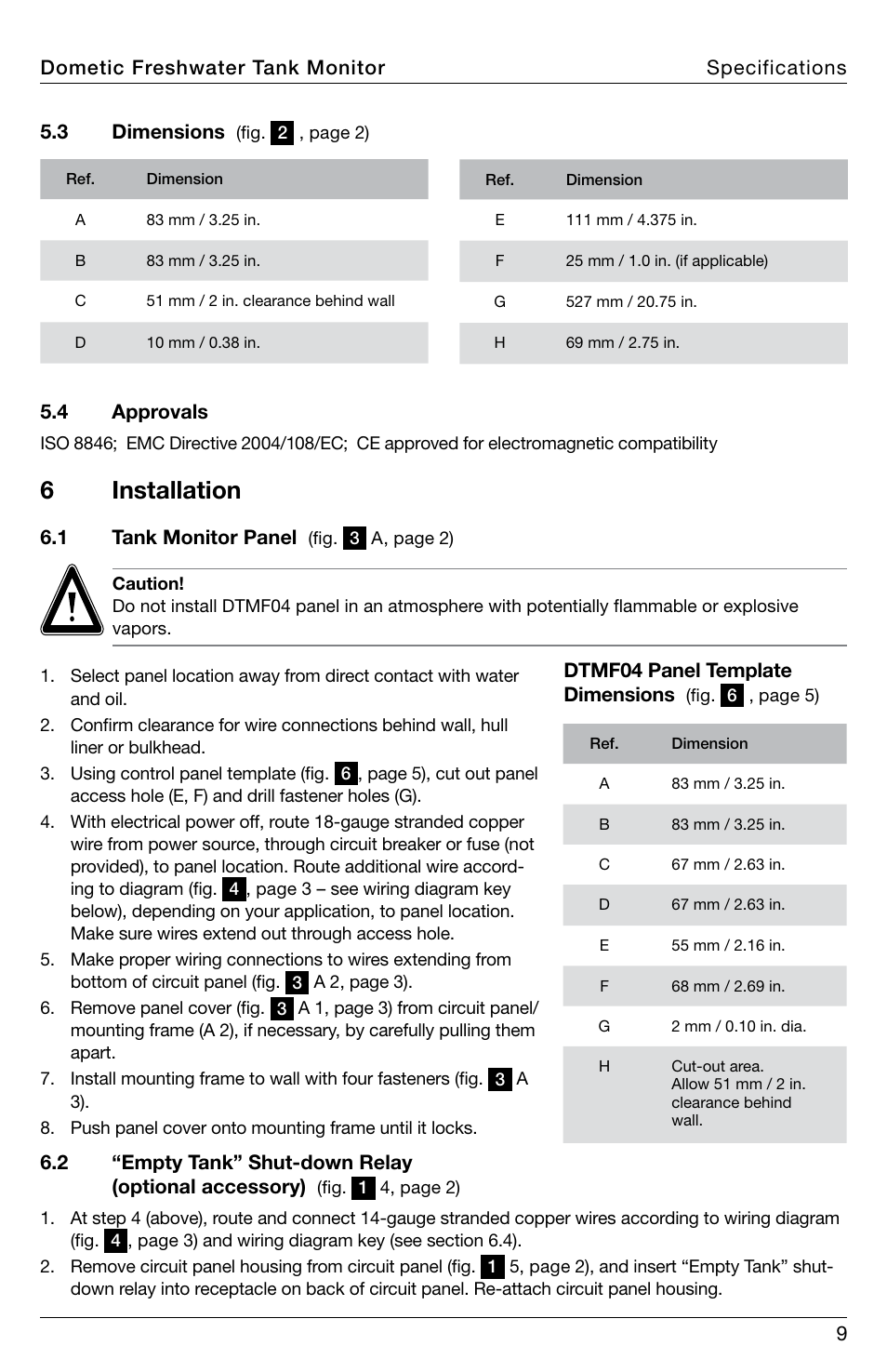 Installation, 6 installation | SeaLand DTMF04 Freshwater Tank Monitor User Manual | Page 9 / 12
