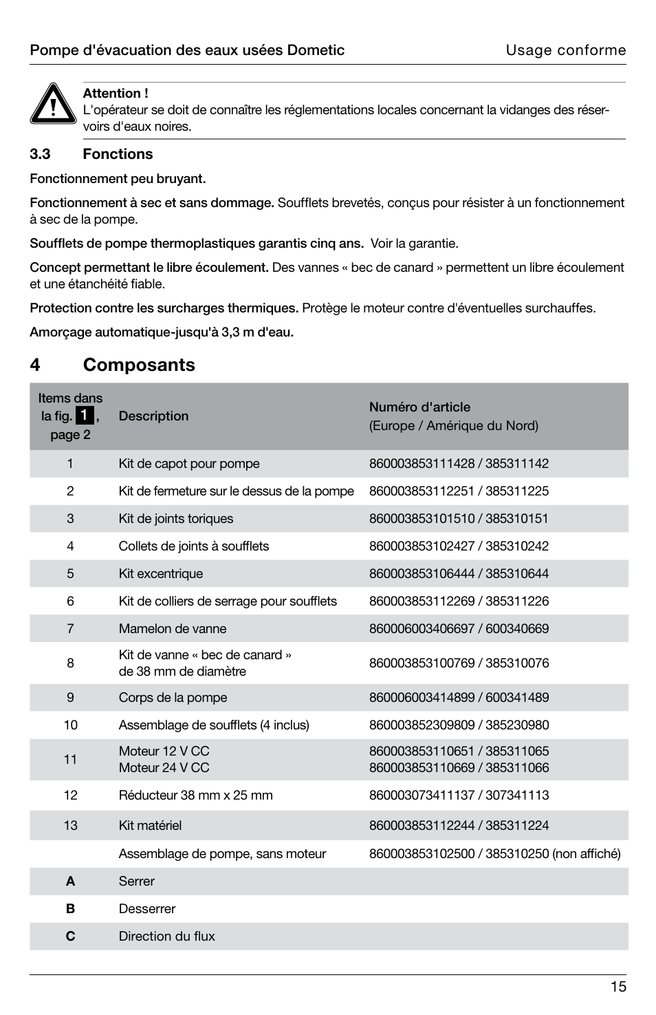 4 composants | SeaLand DTW Discharge Pump User Manual | Page 15 / 56