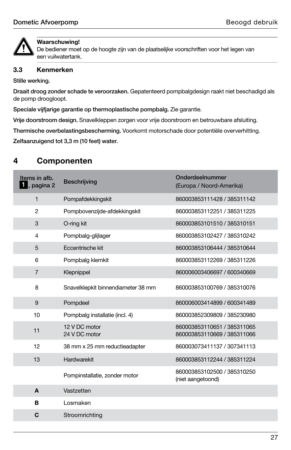 4 componenten | SeaLand DTW Discharge Pump User Manual | Page 27 / 56