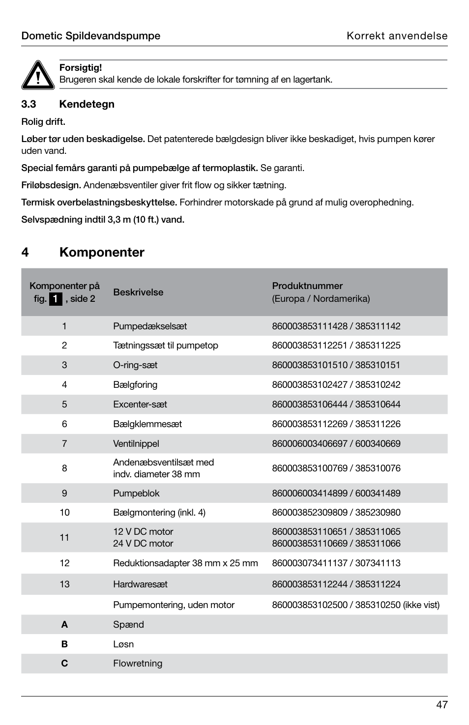 4 komponenter | SeaLand DTW Discharge Pump User Manual | Page 47 / 56