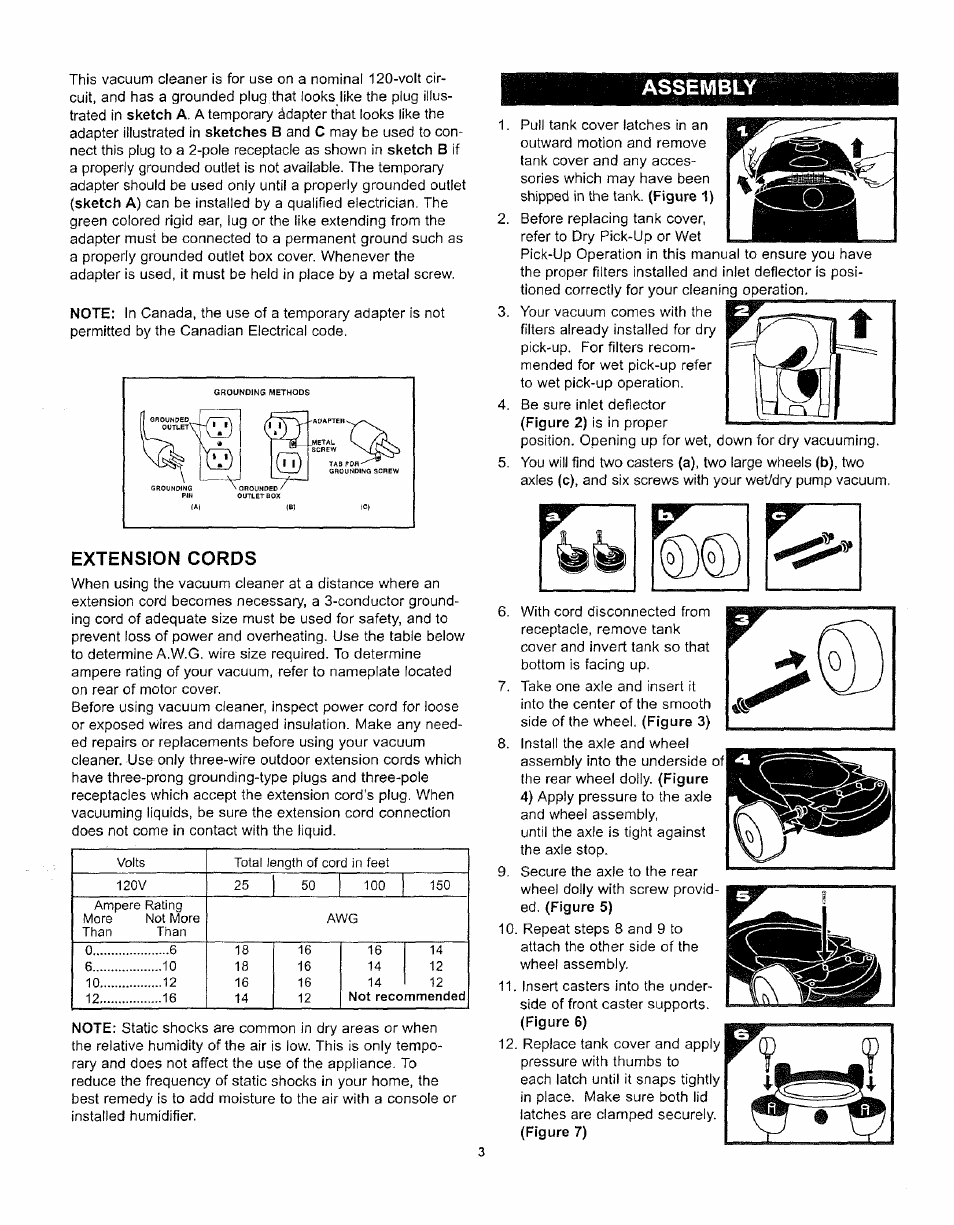 Assembly, Extension cords | Craftsman 338.17923 User Manual | Page 3 / 7